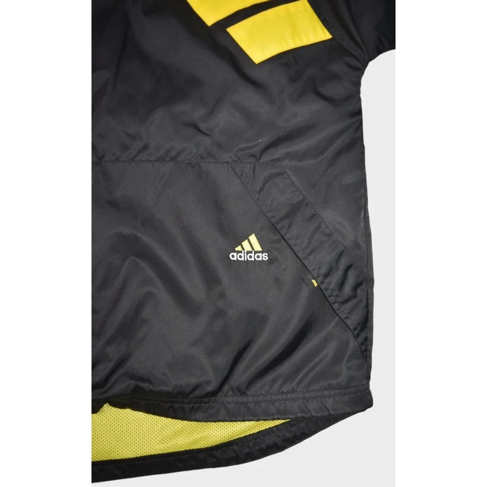 Vintage Adidas Jacket Mens XL Black Yellow Soccer Track Warm Up Windbreaker Logo